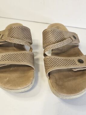 Kim Rogers Beige/Tan Braided Strap Slide Sandals